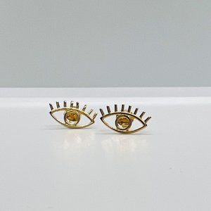 Evil Eye Studs, Gold Earrings